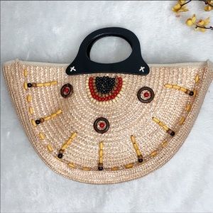 STRAW BAG - Watermelon Beaded Style Hand Made Beach Casual Summer